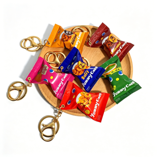 3 Tohato Caramel Peanut Puffed Snack Bag Keychain