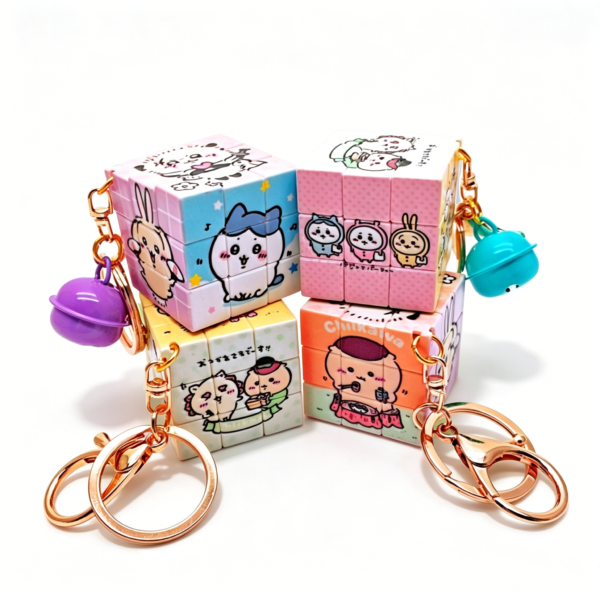3 Cute Chiikawa Cartoon Character Rubik's Cube Keychain