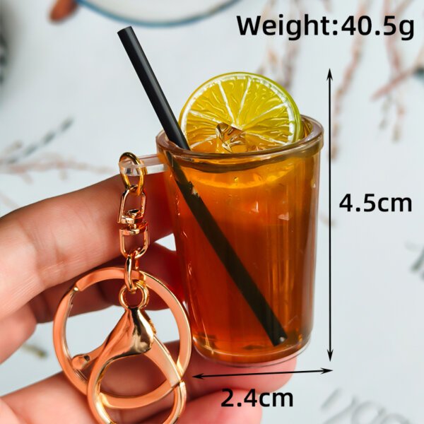 Creative Realistic Lemon Black Tea & Bubble Tea Cup Keychain