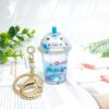 SKU-03-樱花猫蓝色 Liquid Oil Sakura Cat Milk Tea Cup Keychain