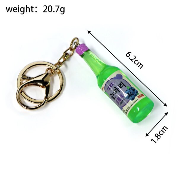 SKU-03-韩国烧酒蓝莓味 Realistic Miniature Korean Soju Beer Keychain