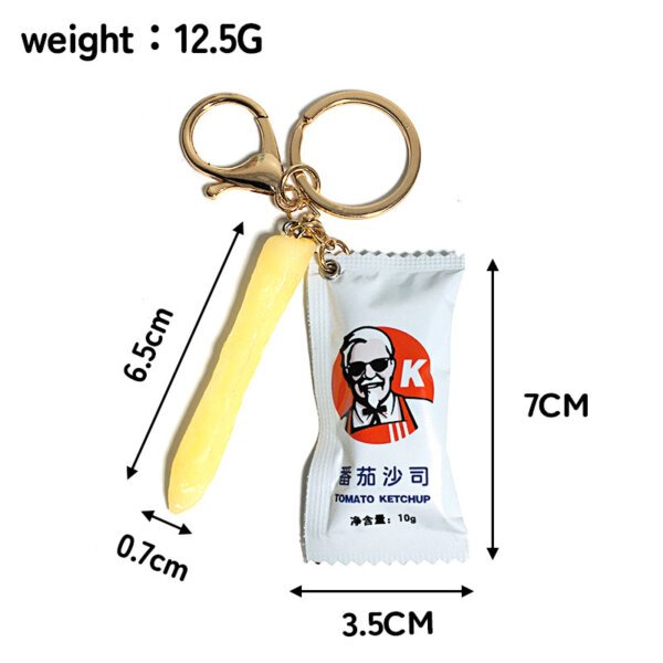 Fun Food Themed Charm French Fries Charm Ketchup Packet Keychain