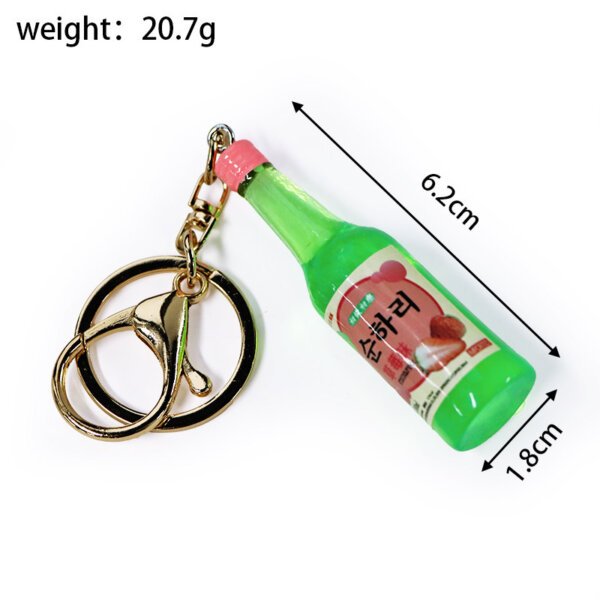 SKU-06-韩国烧酒草莓 Realistic Miniature Korean Soju Beer Keychain