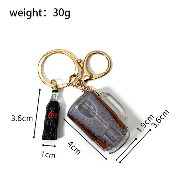 SKU_01_入油可乐搭配瓶装可乐-金扣 Miniature Simulation Beer Mug,Cola Cup Liquid Sand Keychain