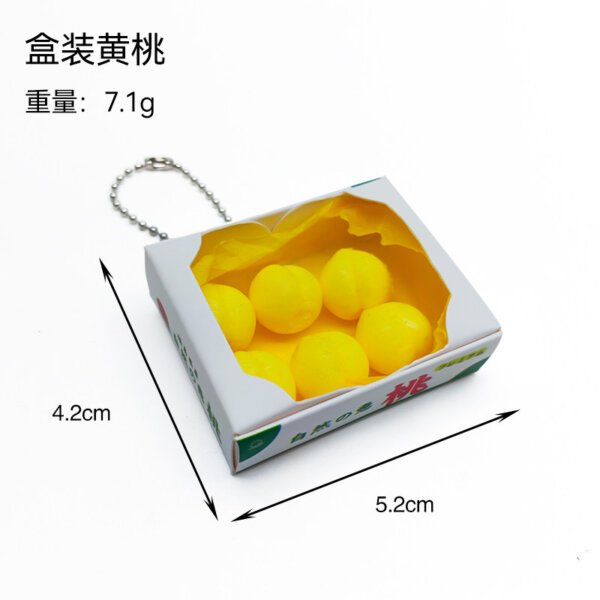 SKU_01_水果框-黄桃波珠链 Boxed Faux Fruit Vegetable Crate Keychain