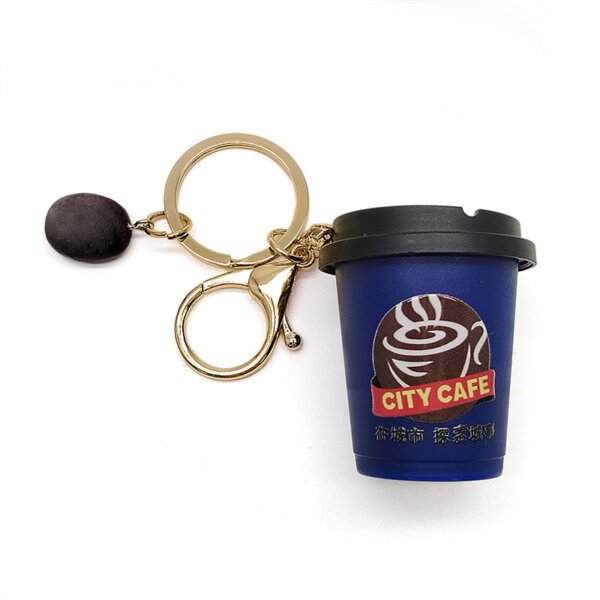 SKU_01_深蓝色城市咖啡杯-金扣 Miniature Simulation Coffee Cup Keychain