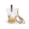 SKU_02_入油奶茶熊-平盖奶茶-金扣 Liquid Quicksand Liquid Sand Bubble Tea Bear Keychain