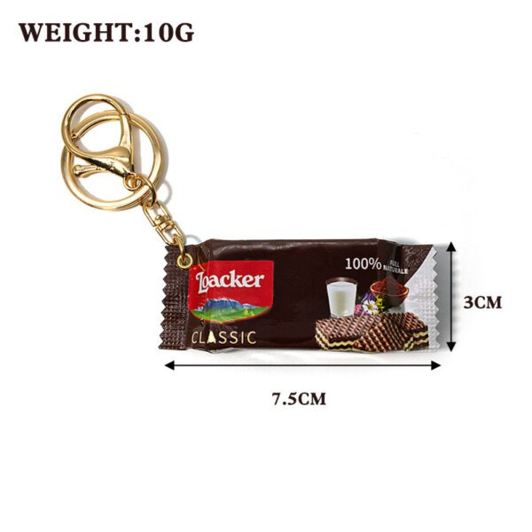 SKU_02_威化饼黑色-金扣 Realistic Italian Wafer Snack Bag Keychain