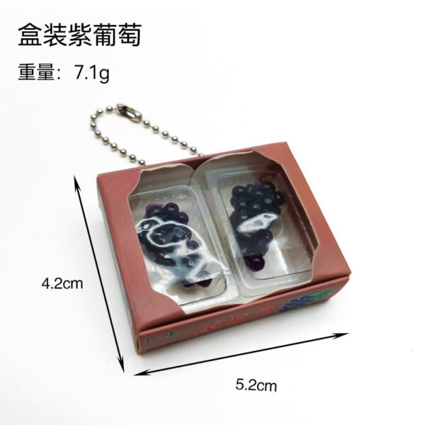 SKU_02_水果框-紫葡萄波珠链 Boxed Faux Fruit Vegetable Crate Keychain