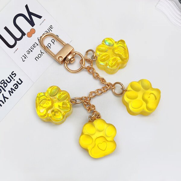 SKU_02_猫爪串-黄色 Cute Realistic Colorful Cat Paw Keychain