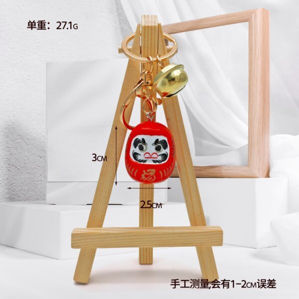 SKU_02_达摩红色白脸-带铃铛 Japanese Daruma Doll Keychain