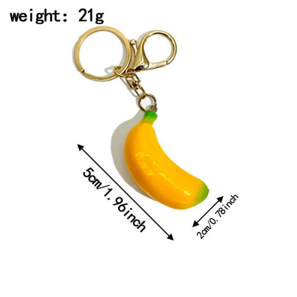 SKU_02_香蕉黄色-金扣 Simulated Resin Banana Keychain