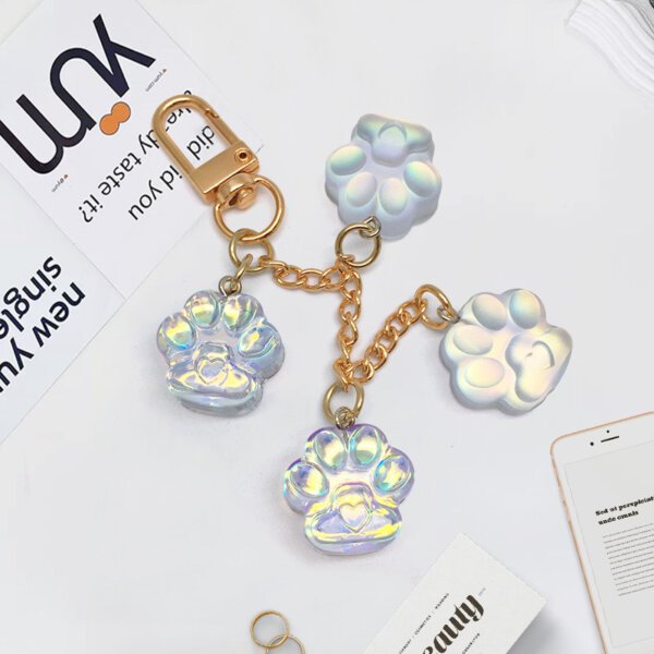 SKU_03_猫爪串-透明 Cute Realistic Colorful Cat Paw Keychain