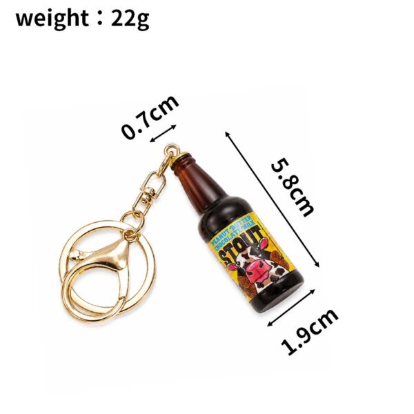 SKU_03_美国啤酒奶牛-金扣 Realistic Resin Beer Bottle Keychain
