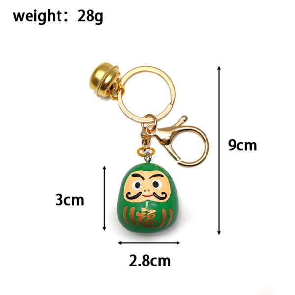 SKU_03_达摩绿色-带铃铛 Japanese Daruma Doll Keychain