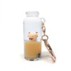 SKU_04_入油奶茶熊-高桶杯-金扣 Liquid Quicksand Liquid Sand Bubble Tea Bear Keychain