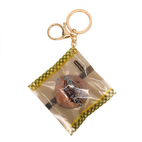 SKU_04_咖啡色菠萝包-金扣 Miniature Realistic Pineapple Bun Squeeze Stress-Relief Keychain