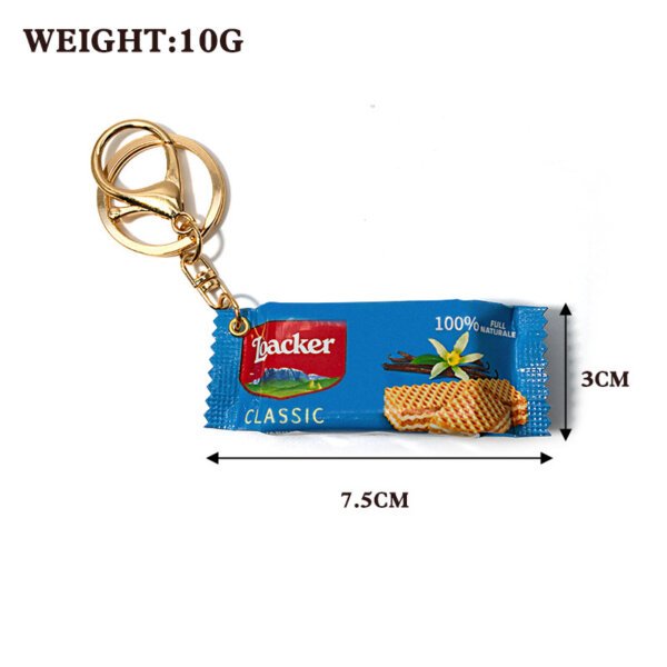 SKU_04_威化饼蓝色-金扣 Realistic Italian Wafer Snack Bag Keychain