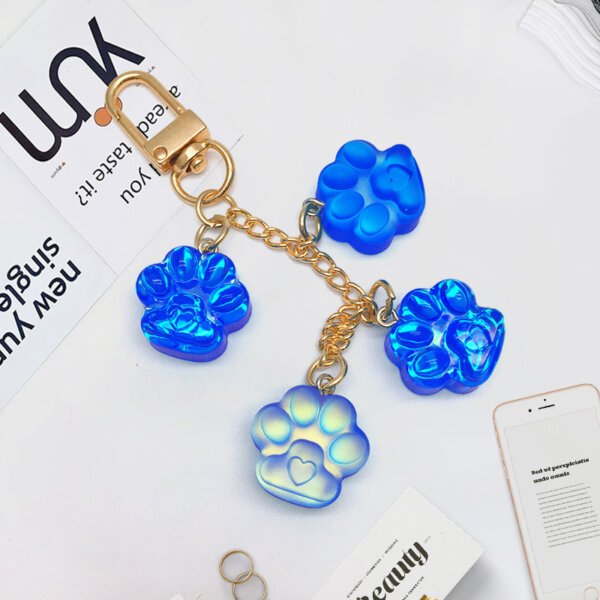 SKU_04_猫爪串-蓝色 Cute Realistic Colorful Cat Paw Keychain