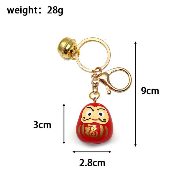 SKU_04_达摩红色黄脸-带铃铛 Japanese Daruma Doll Keychain