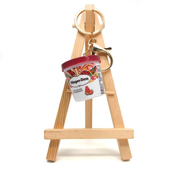 SKU_05_哈根达斯西瓜草莓-金扣 Replica Miniature Häagen-Dazs Ice cream Keychain