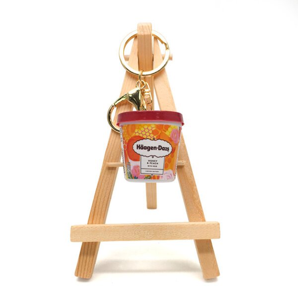 SKU_06_哈根达斯蜜桃-金扣 Replica Miniature Häagen-Dazs Ice cream Keychain