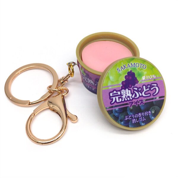SKU_06_日本冰淇淋葡萄味-金扣 Miniature Japanese-brand Ice cream Gashapon Keychain