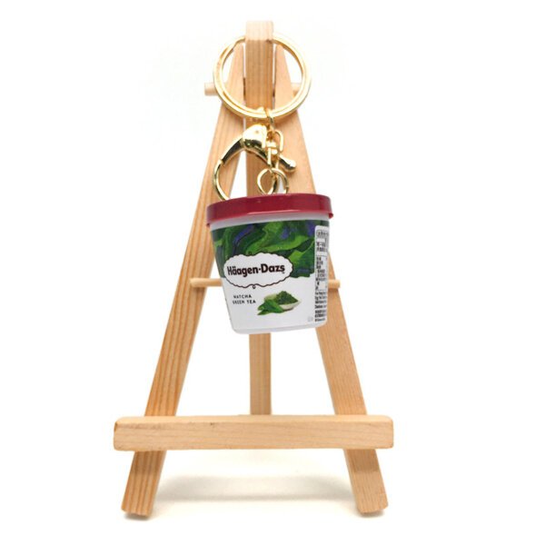 SKU_07_哈根达斯抹茶-金扣 Replica Miniature Häagen-Dazs Ice cream Keychain