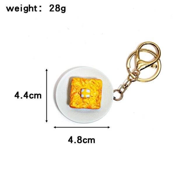 SKU_07_食物西多士-金扣 Realistic Hong Kong Macau Food Pineapple bun, French toast, Egg tart, Milk tea Keychain