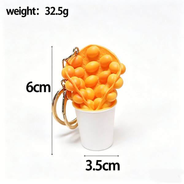 SKU_08_桶装鸡蛋仔-金扣 Realistic Hong Kong Macau Food Pineapple bun, French toast, Egg tart, Milk tea Keychain