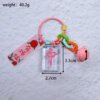 SKU_08_透明红中粉色含吊牌 Transparent Red Dragon Fortune Tiles Mahjong Keychain