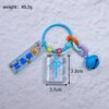 SKU_09_透明红中蓝色含吊牌 Transparent Red Dragon Fortune Tiles Mahjong Keychain