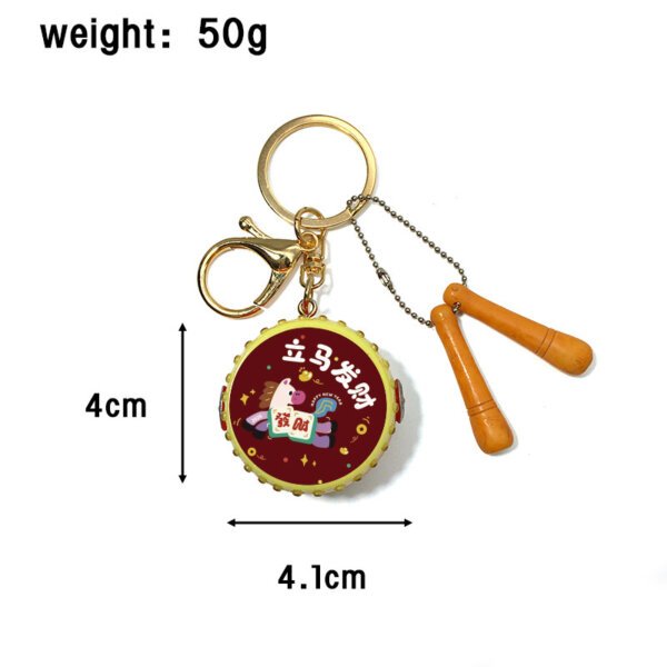 SKU_16_马年大鼓-立马发财 Realistic Customized Resin Drum Keychain