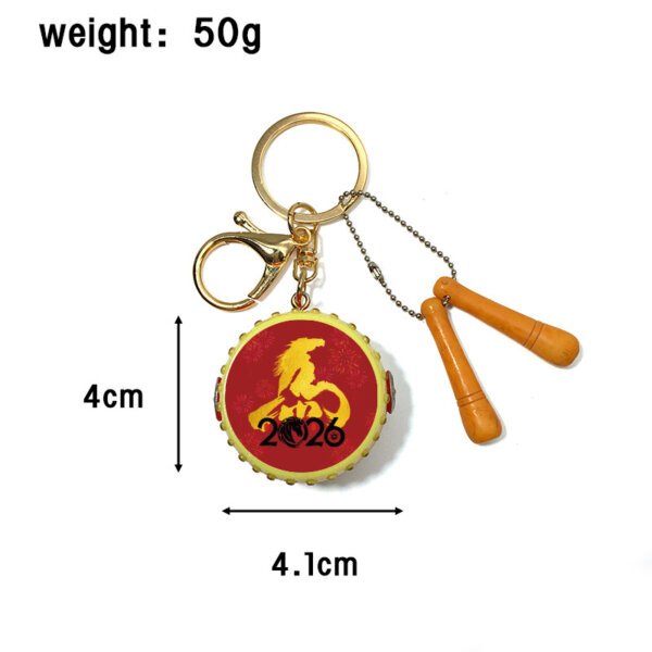 SKU_19_马年大鼓-2026马 Realistic Customized Resin Drum Keychain