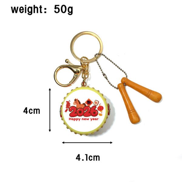 SKU_21_马年大鼓-2026happy new Realistic Customized Resin Drum Keychain