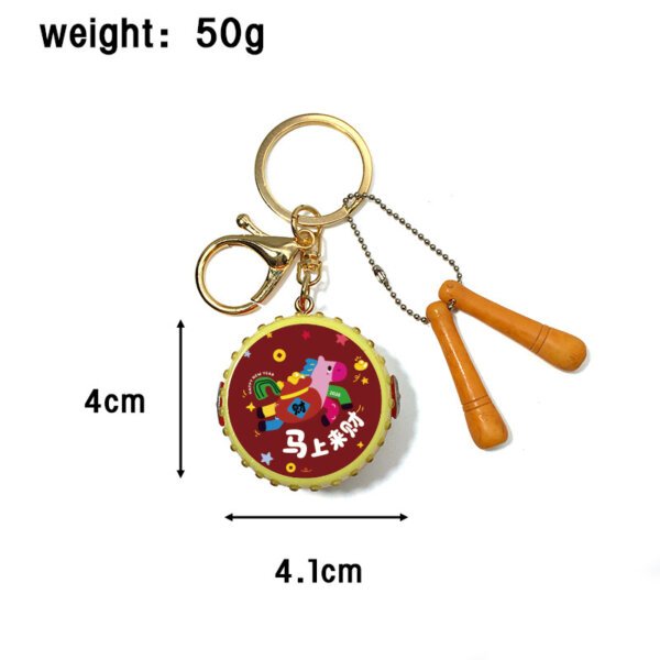 SKU_22_马年大鼓-马上来财 Realistic Customized Resin Drum Keychain