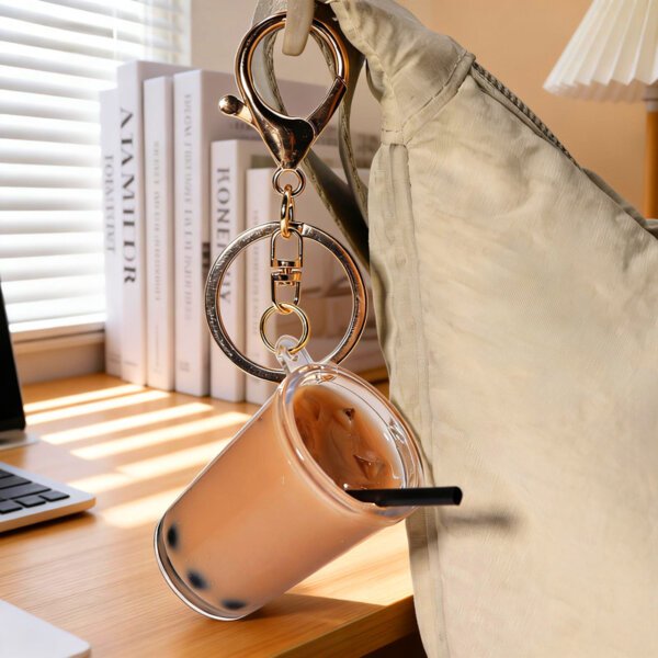 Creative Realistic Lemon Black Tea & Bubble Tea Cup Keychain