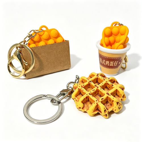 Realistic Hong Kong Egg Waffle Keychain