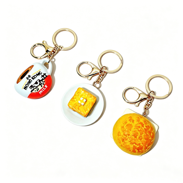 主图 Realistic Hong Kong Macau Food Pineapple bun, French toast, Egg tart, Milk tea Keychain