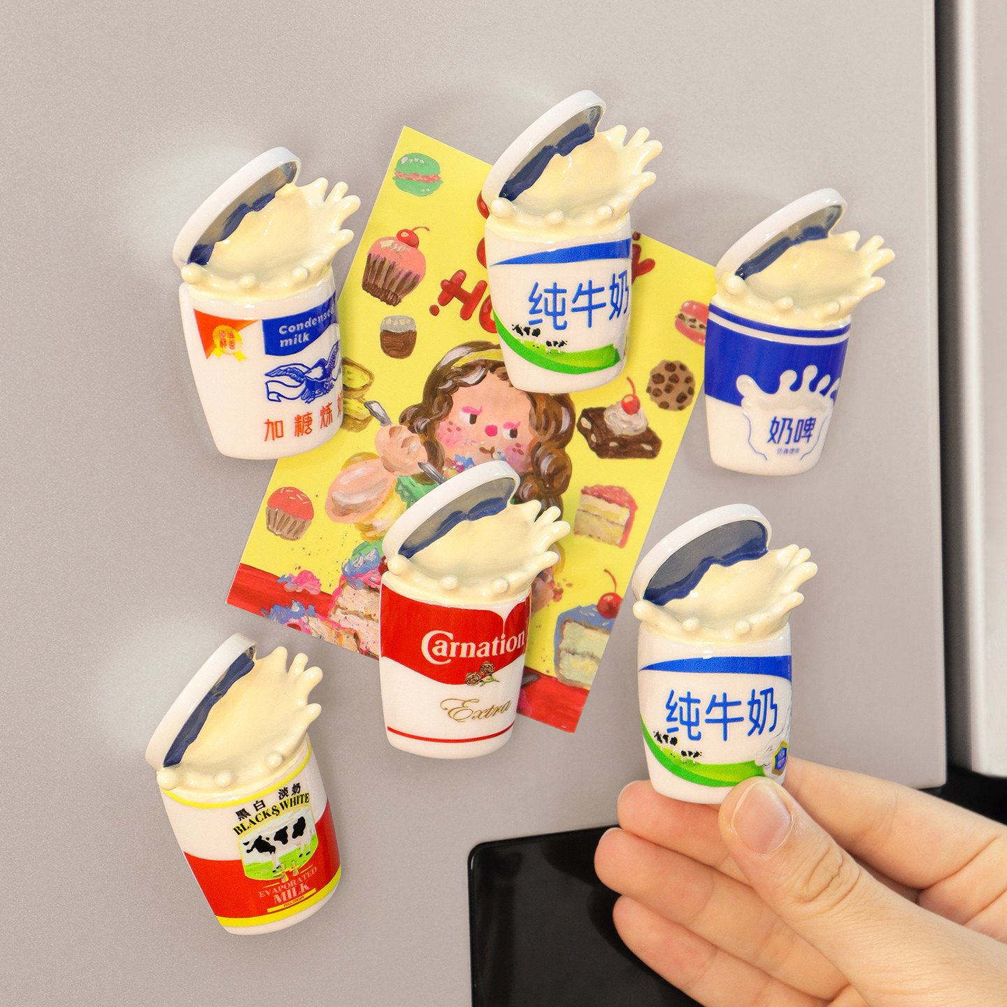 Creative Resin Simulation Milk Cup Magnetic Fridge Magnet 2 主图 01 11