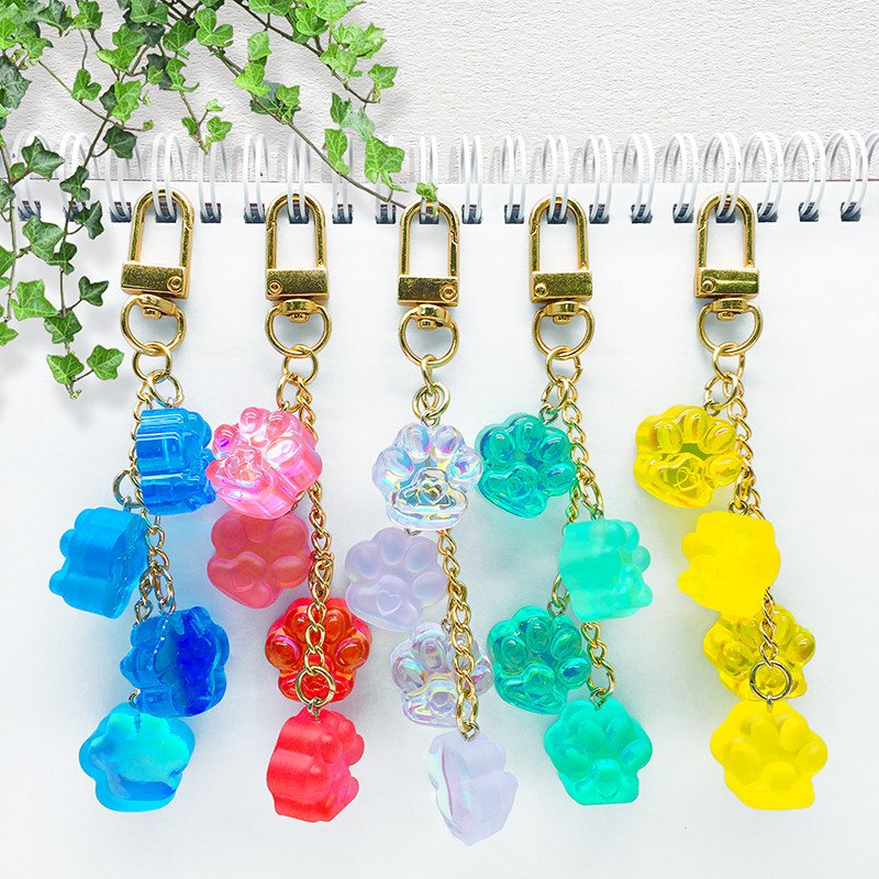 Cute Realistic Colorful Cat Paw Keychain 3 主图 01 27