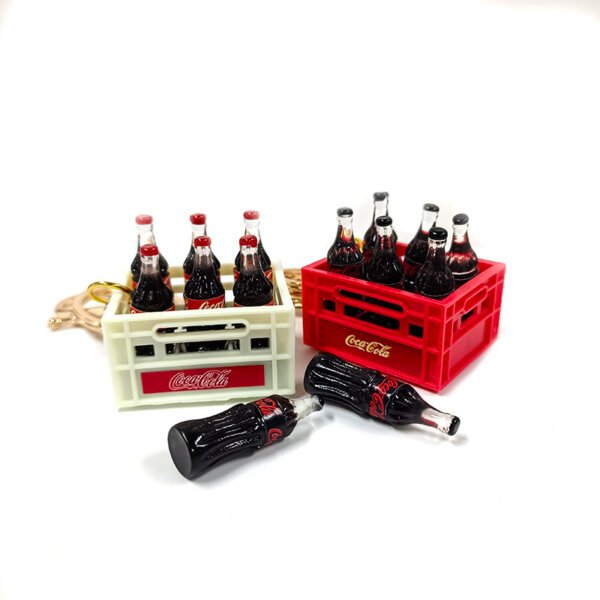 主图_01 Mini Retro 6-Pack Red Cola Crate Keychain