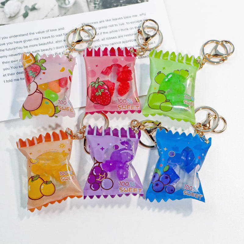 Cute Miniature Cartoon Gummy Candy Inflatable Bag Shake Keychain 3 主图 01 9