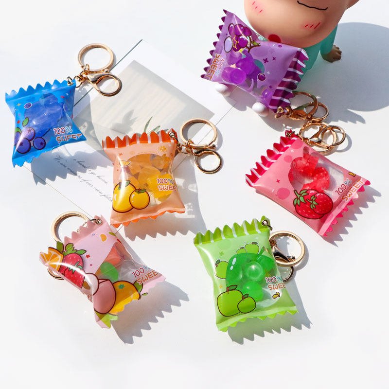 Cute Miniature Cartoon Gummy Candy Inflatable Bag Shake Keychain 2 主图 02 12