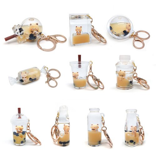 主图_02 Liquid Quicksand Liquid Sand Bubble Tea Bear Keychain