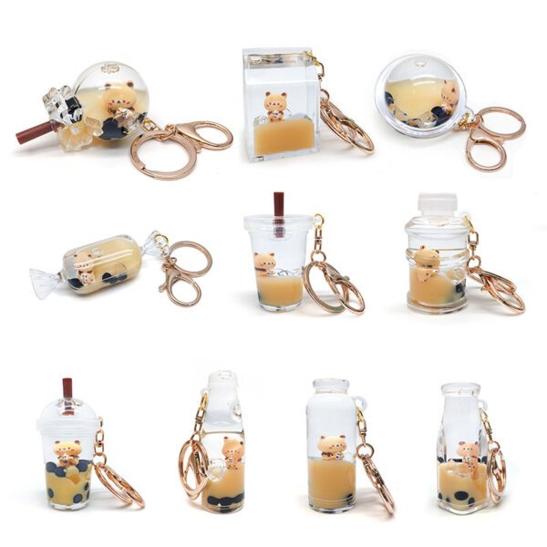 主图_02 Liquid Quicksand Liquid Sand Bubble Tea Bear Keychain