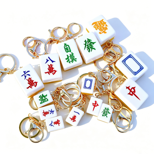 Acrylic Double-sided Patterned Mahjong Keychain