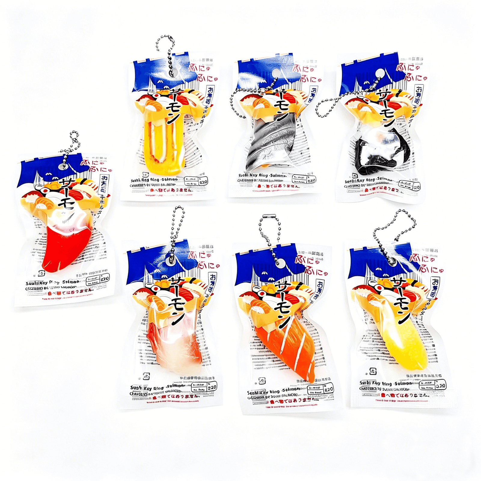 Realistic Japanese Salmon Sashimi Seaweed Rice Ball Seafood Sushi Model Keychain 2 寿司