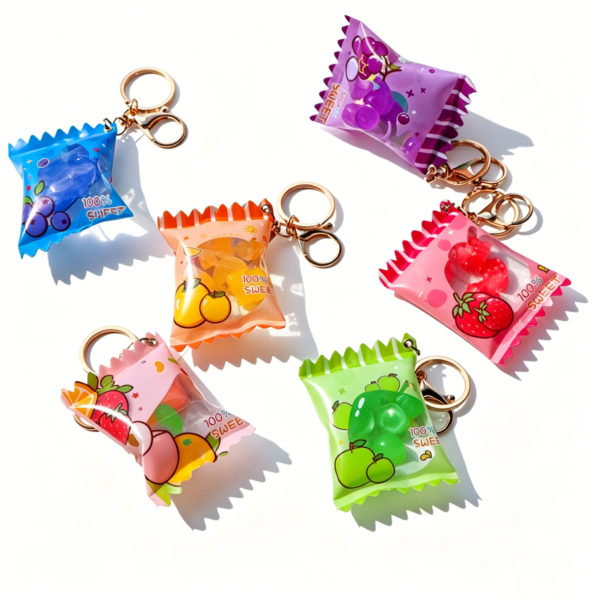更换图片背景为纯白色 (1) Cute Miniature Cartoon Gummy Candy Inflatable Bag Shake Keychain