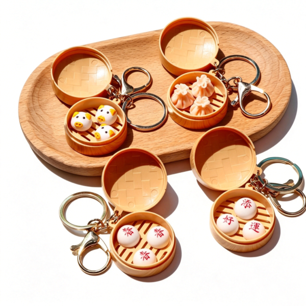 更换图片背景为纯白色 Miniature Xiao Long Bao Dim Sum Keychain